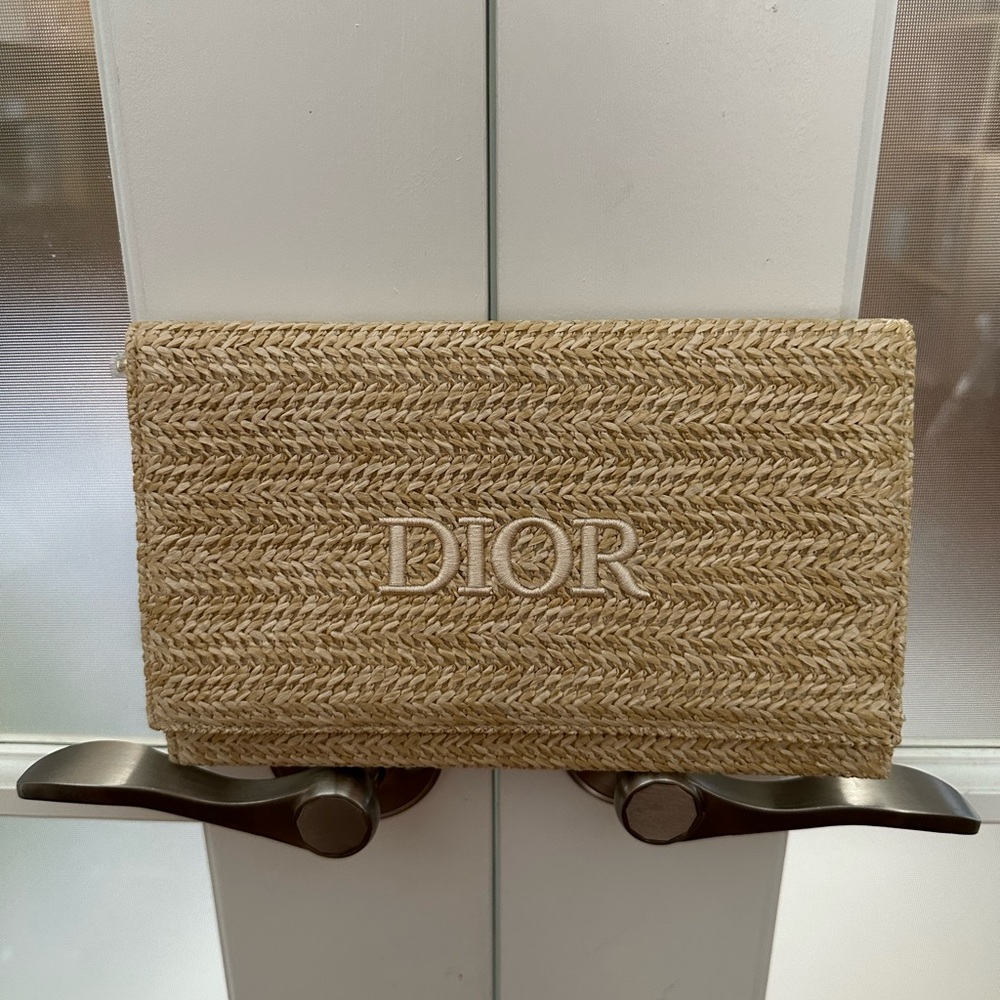 Dior raffia straw clutch